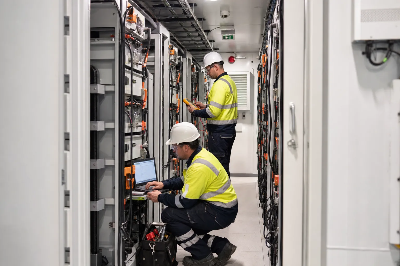 Representative battery container interior during factory acceptance testing