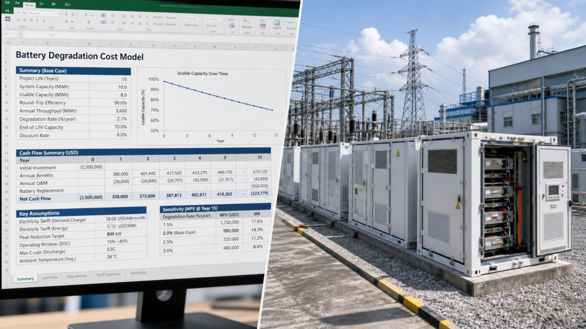 A split screen shows a clean spreadsheet on one side and a complex industrial site on the other.