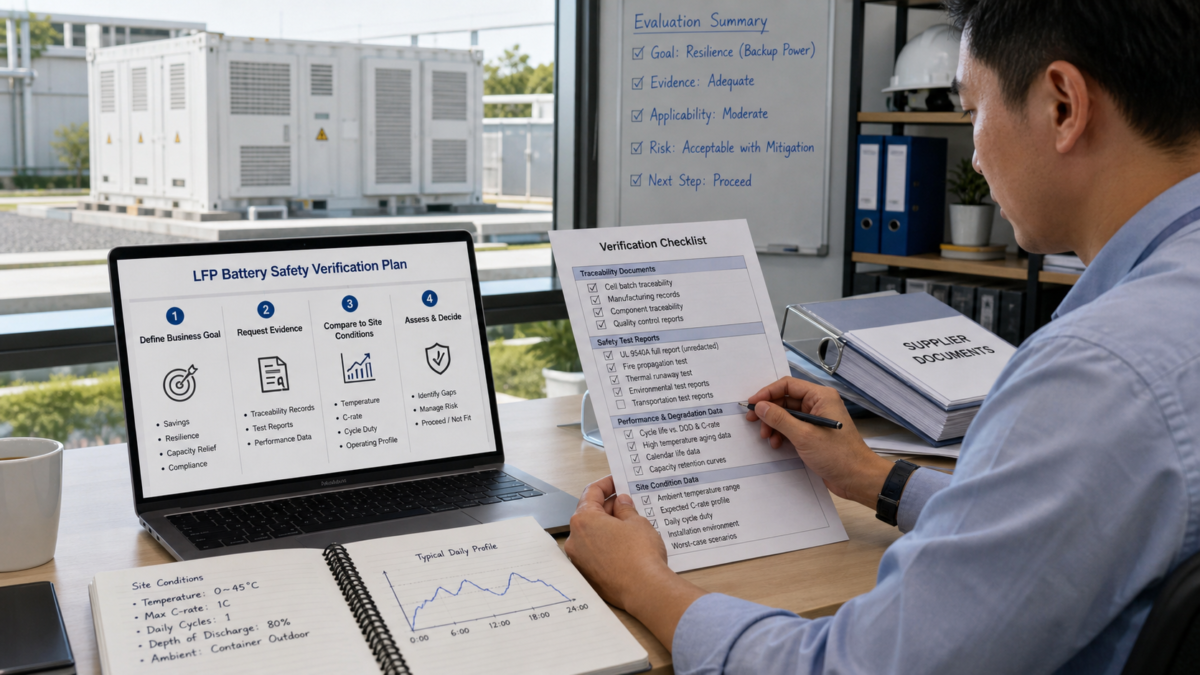 A project manager reviewing a checklist that includes traceability documents test reports and site condition data